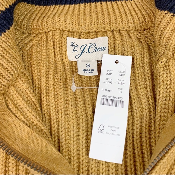 J Crew Men's ribbed half zip pullover sweater striped mock neck long sleeve - Picture 8 of 8